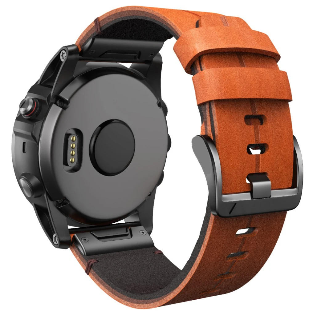 ANBEST Genuine Leather Band for Garmin Fenix 7X/6X/5X/3 Quick Release 22mm 26mm
