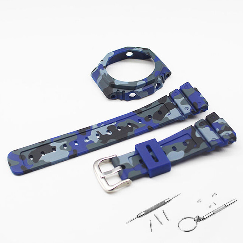 Sports Strap Resin Watch Band + Case Cover For Casio GA-2100 Camouflage/Classic