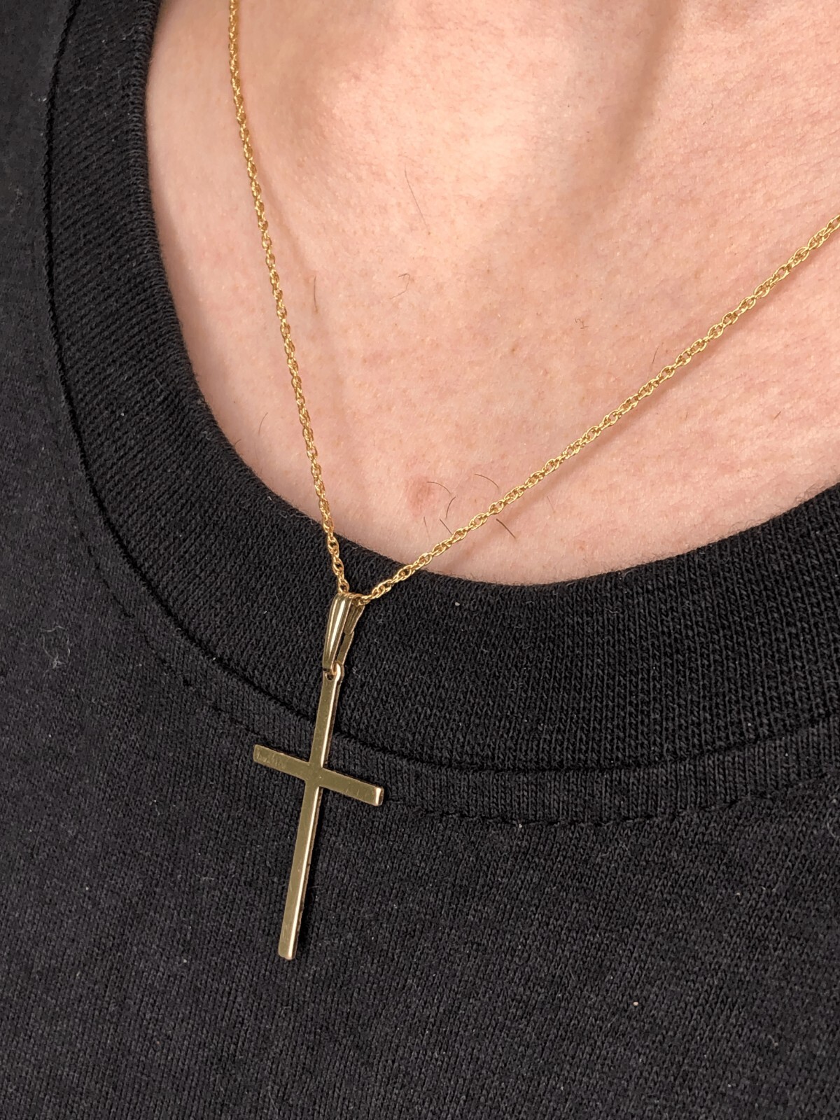 Real Solid 1/20 14K Yellow Gold Cross Crucifix Religious Pendant Necklace in mm