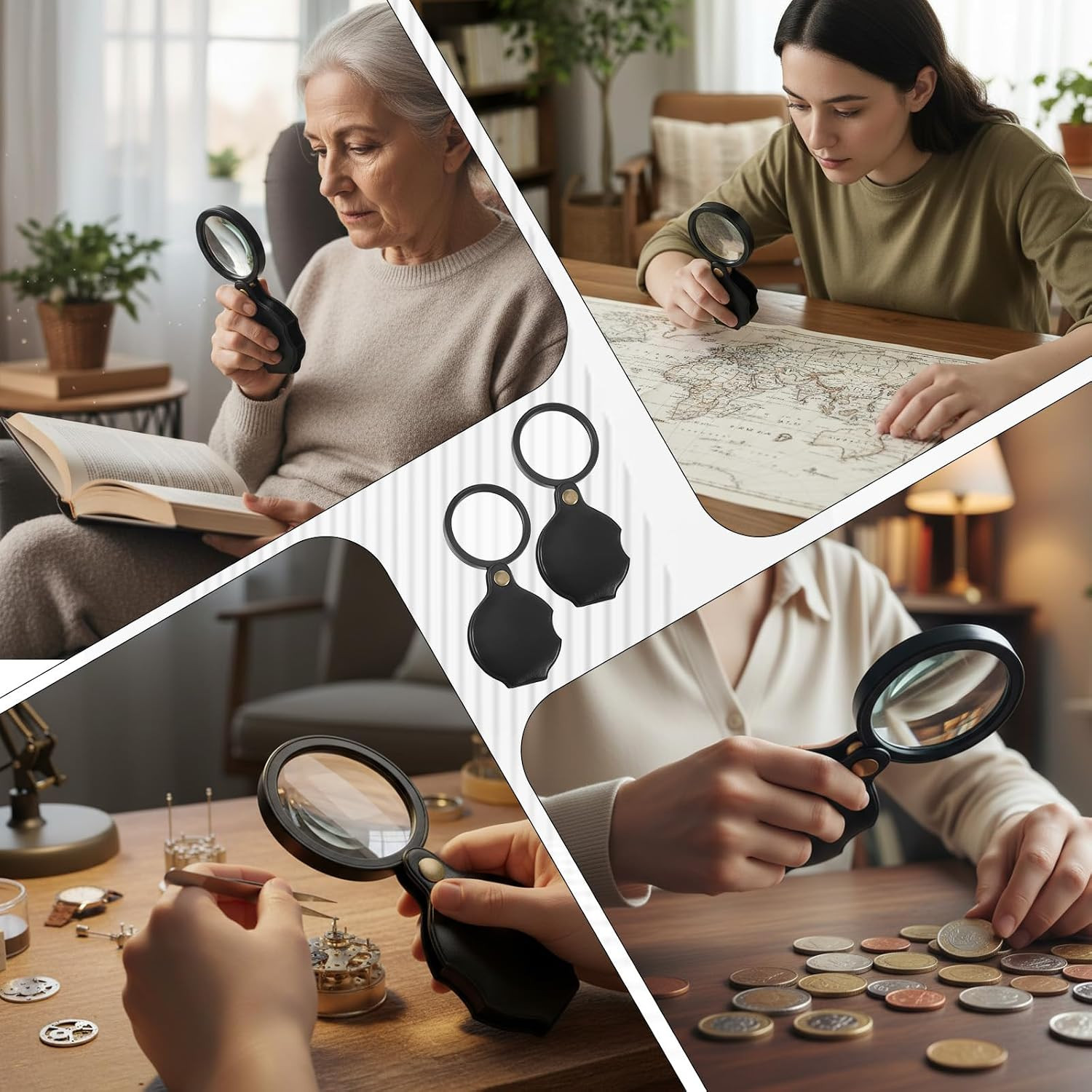2-Pack 10X Pocket Magnifying Glasses for Reading, Travel, and Close Work