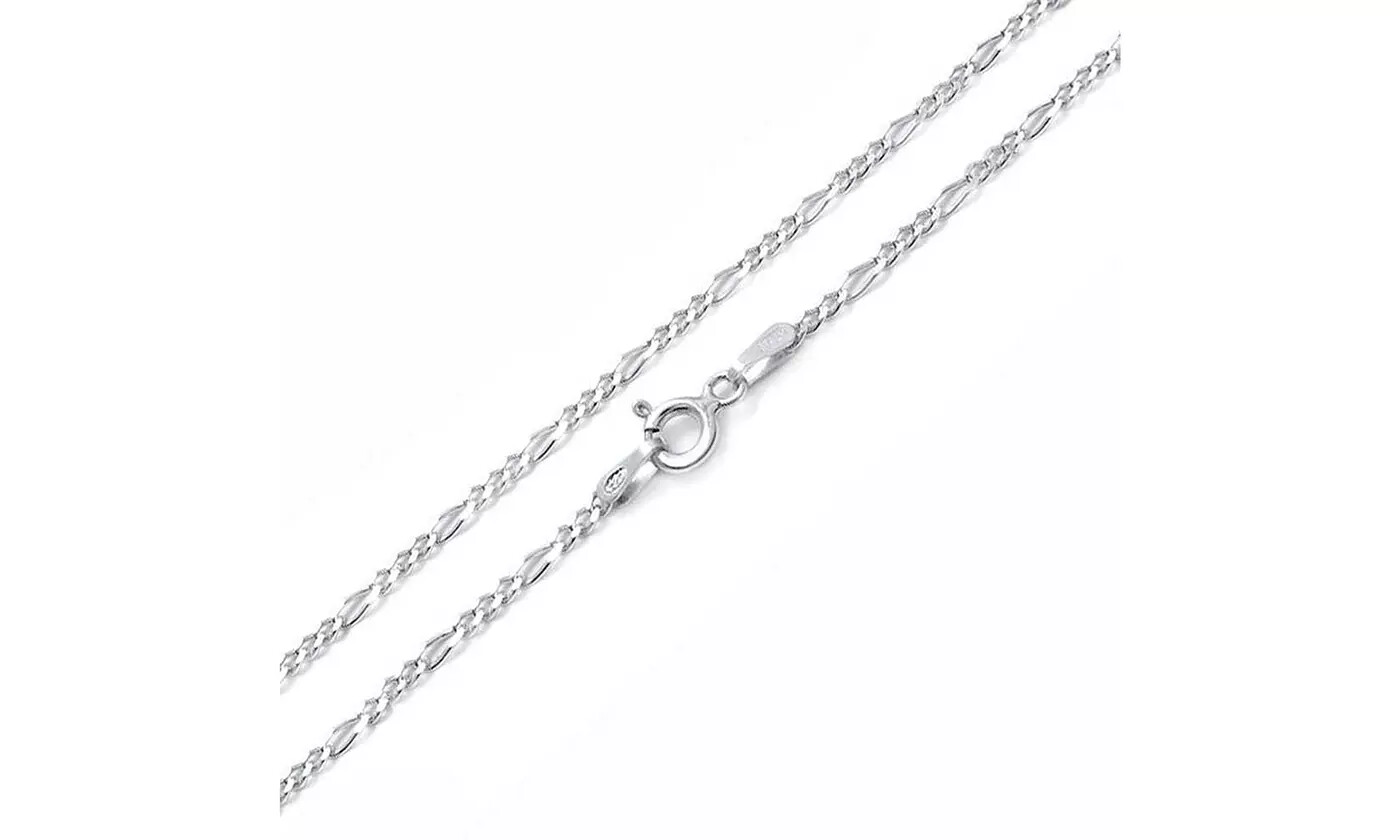 2MM Solid 925 Sterling Silver Italian Figaro Anklet Chain 9″ or 10″ Italy