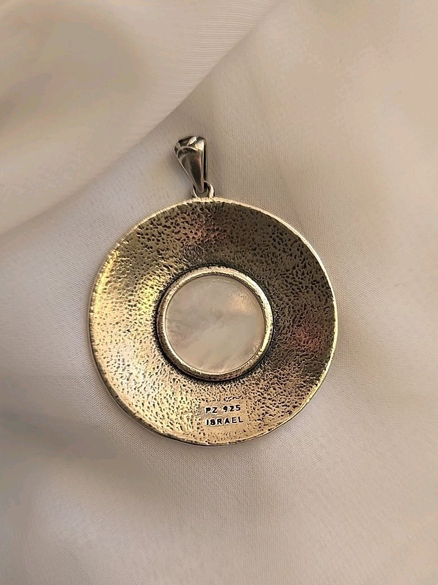PAZ CREATIONS ISRAEL STERLING SILVER MOP PENDANT