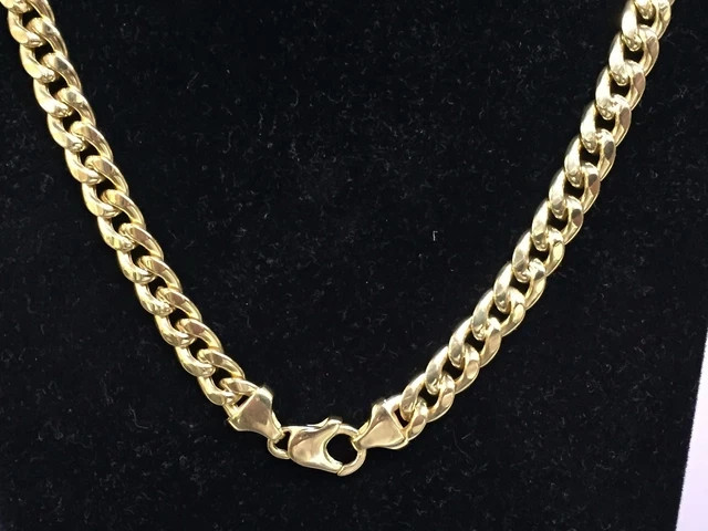 14k Yellow Gold 22″ Men’s Miami Cuban Curb Link 7.5 mm 45 Grams Chain/Necklace