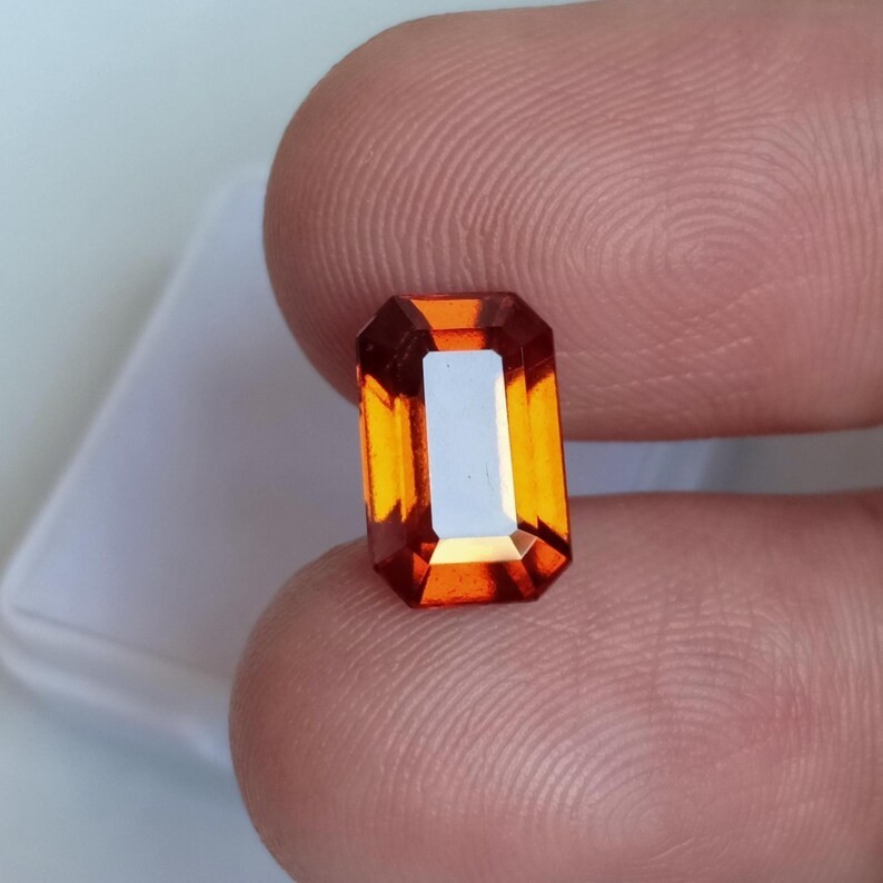 Eye Clean Hessonite Garnet Octagon Cut From Mozambique Gemstone 3.40 Ct