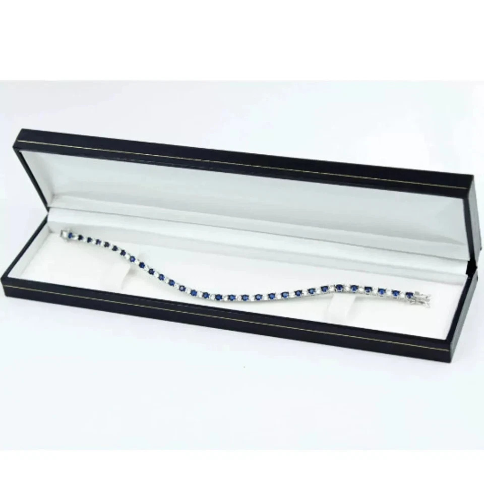 8Ct Round Simulated sapphire Engagement Tennis Bracelet 14K White Gold Plated