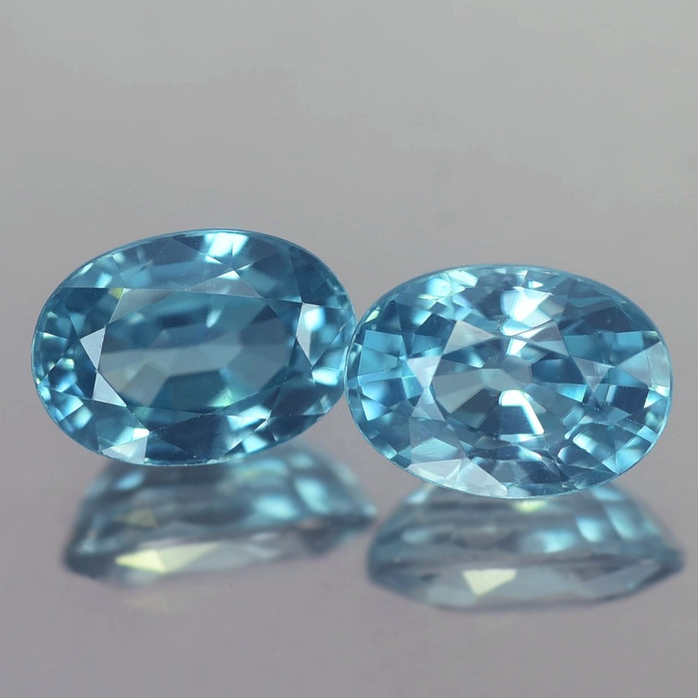 3.00CT MARVELOUS VVS PAIR 7.1X5.1MM OVAL HEATED ONLY BLUE ZIRCON NATURAL