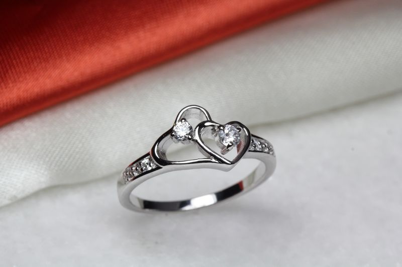 0.326 CT CZ DOUBLE HEART STERLING SILVER 925 CZ PURITY RING PROMISE RING SR20-BU
