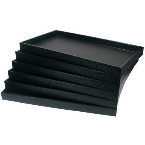 50 Jewelry Trays Black Organizer 14 ¾ X 8 ¼” X 1″ Storage Plastic Stackable
