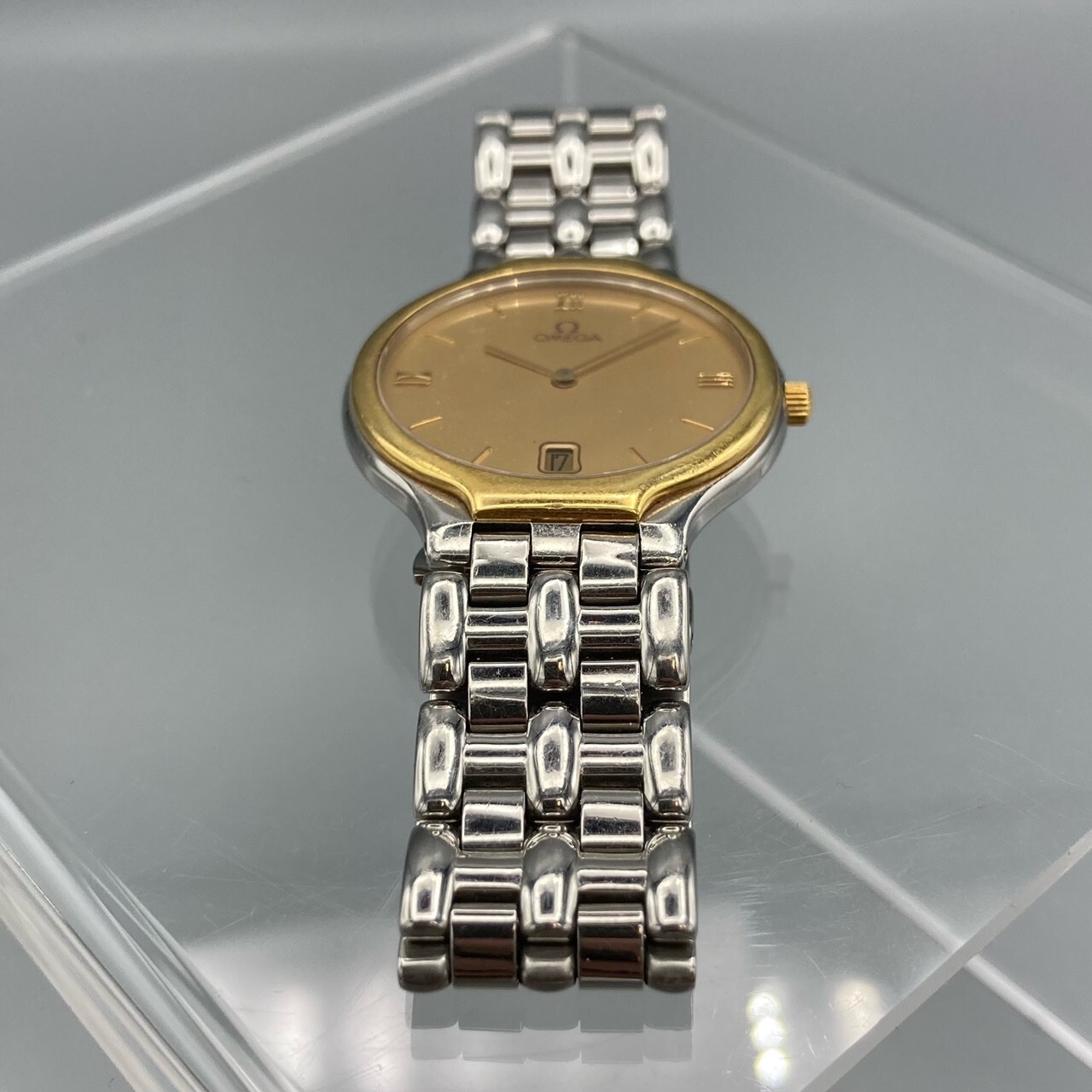 Omega Symbol Quartz Champagne Dial SS/18K Gold Watch 196 0316 396 1016