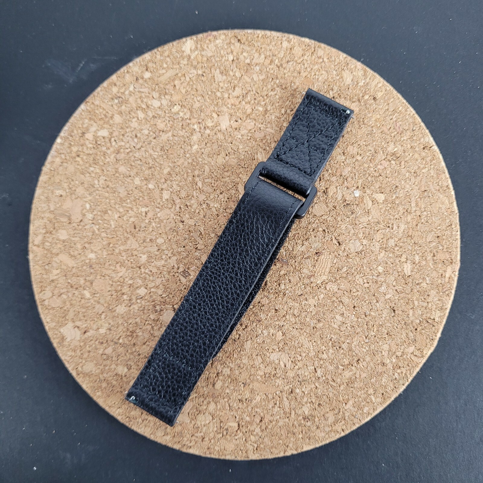 Black Leather Hook and Loop Watch Strap Band – Quick Release – 20mm 22mm