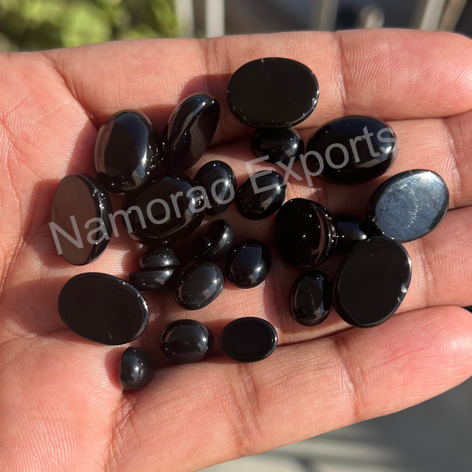 Natural Black Onyx Oval 3×5 mm to 15×20 mm Cabochon Loose Gemstone Lot
