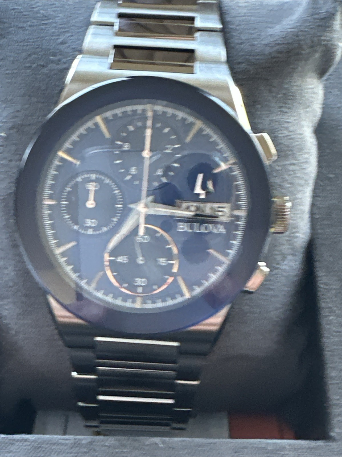 Bulova Men’s Quartz Chronograph Date Silver Stainless Steel Watch 41 MM 98C143