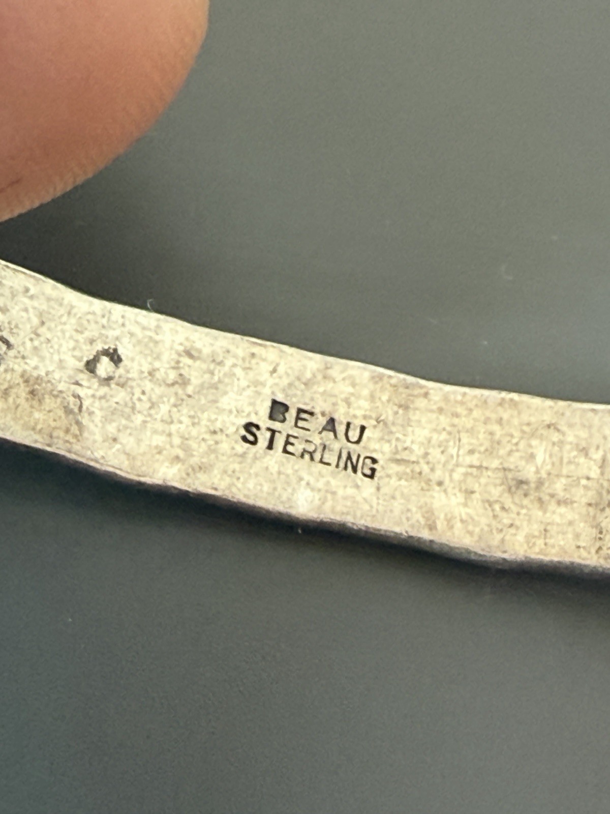 BEAU 925 Sterling Silver Engraved Floral Bangle Bracelet Signed No Stone