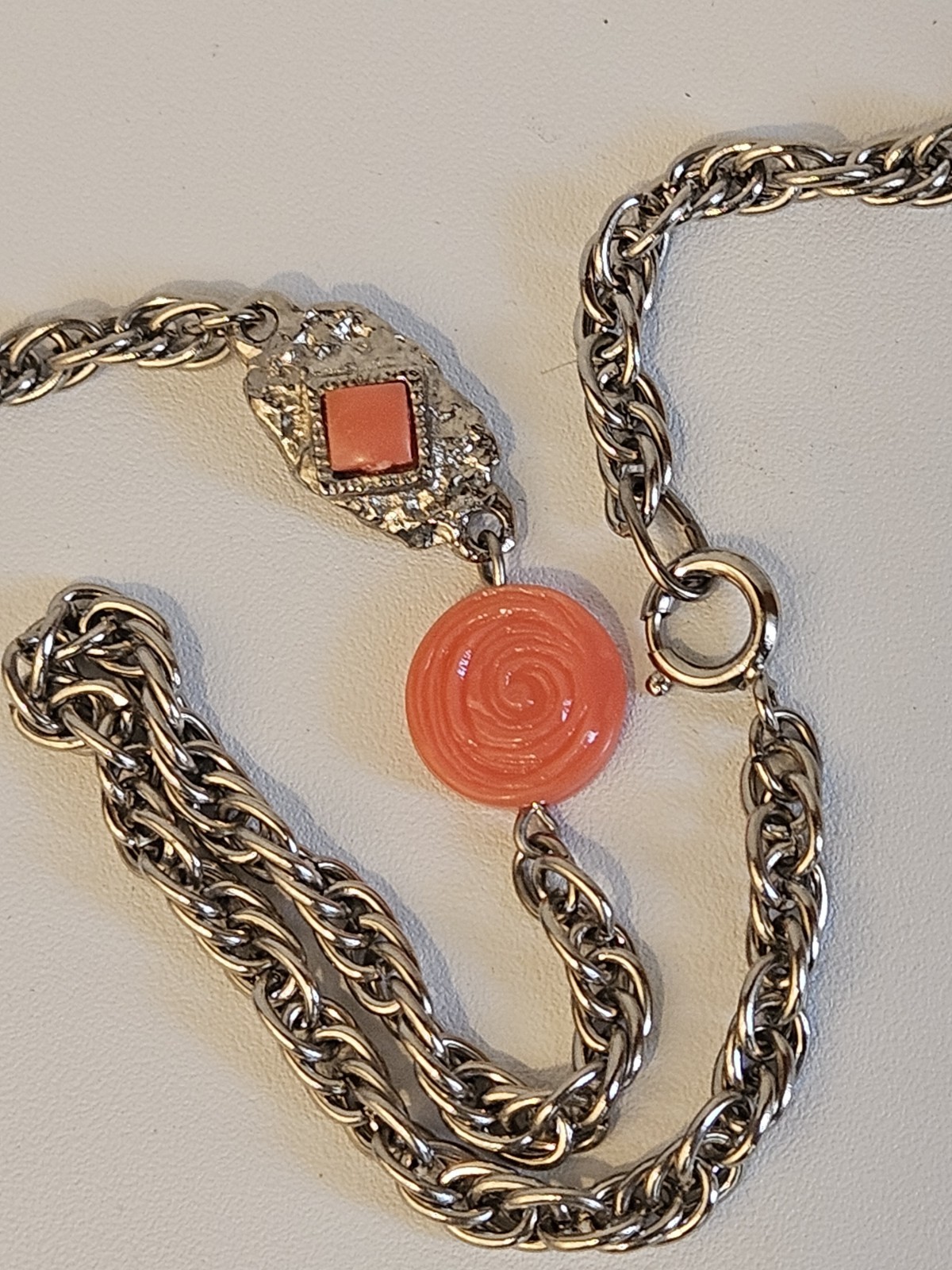 Mid-century celluloid/molded plastic “faux coral” VICTORIAN RIVIVAL PARURE set