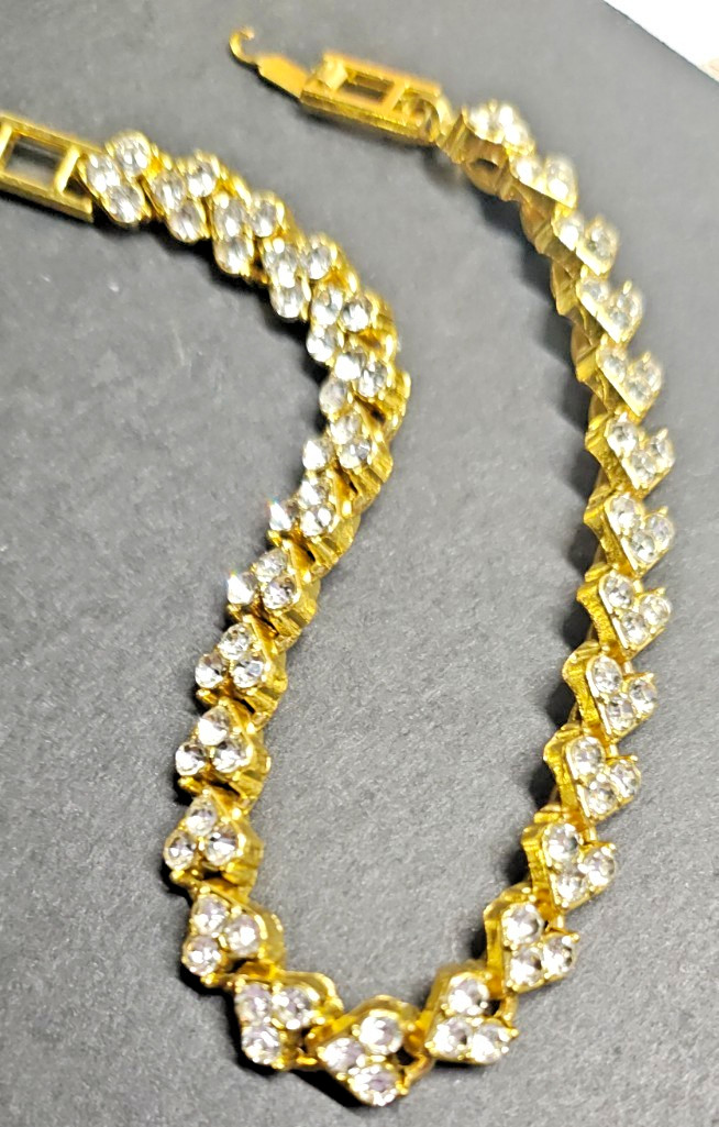 Iced Out Heart Shape CZ Tennis Chain Gold Plated Necklace Hip Hop Jewelry