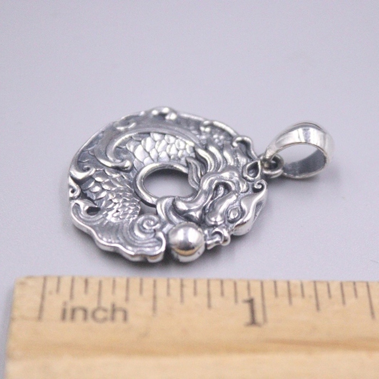 S925 Sterling Silver Pendant For Men Dragon Play Bead Vintage Silver Pendant