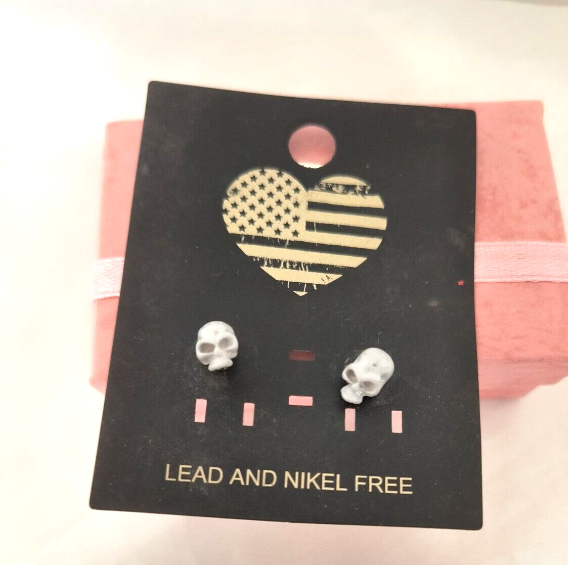 New Goth Skull Earrings Unisex Halloween Gray Lead and Nickel free
