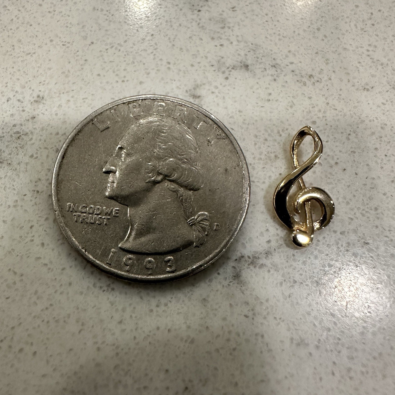 Retired James Avery 14k Gold Floating Treble Clef Music Note Pendant 0.5g RARE