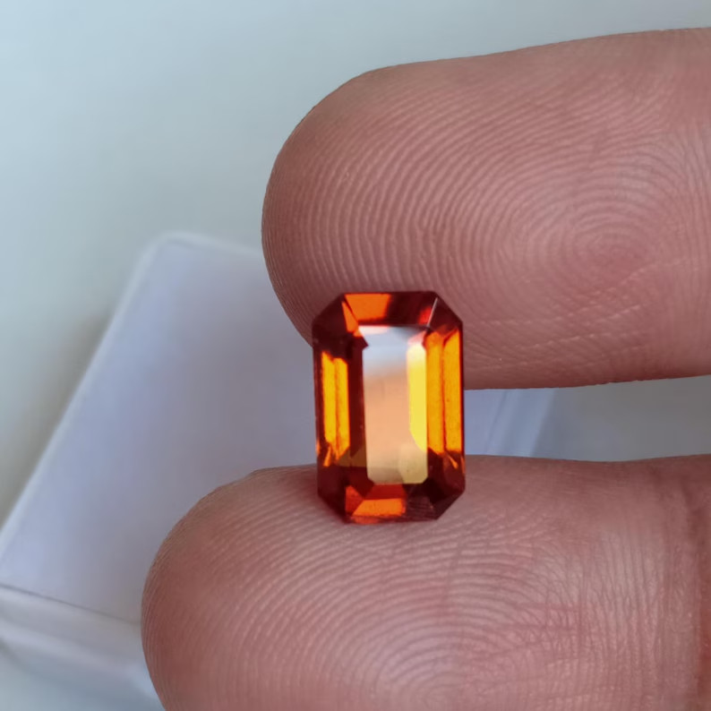 Eye Clean Hessonite Garnet Octagon Cut From Mozambique Gemstone 3.40 Ct