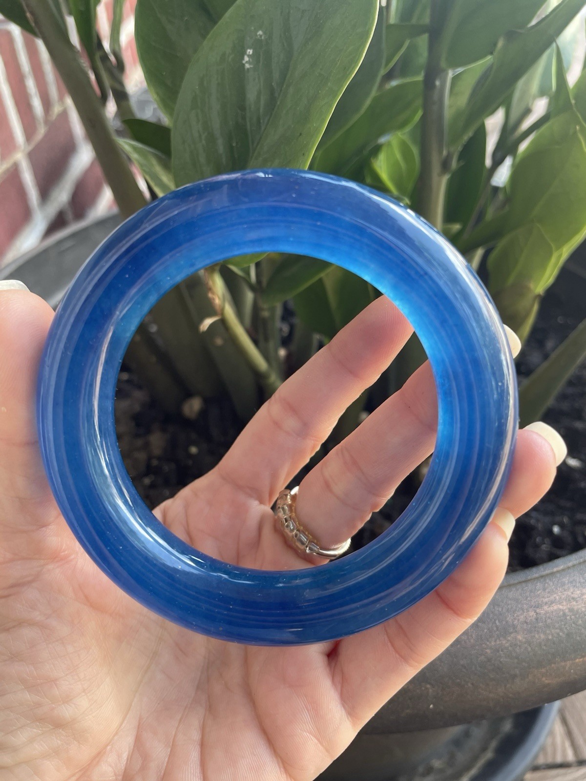 Blue Bangle stone bangle Round Shape Blue 61mm inner