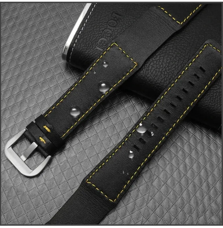 Leather Watch Strap For Dietrich OT-3 OTC-AO1 24mm Black Cowhide Wrist Band