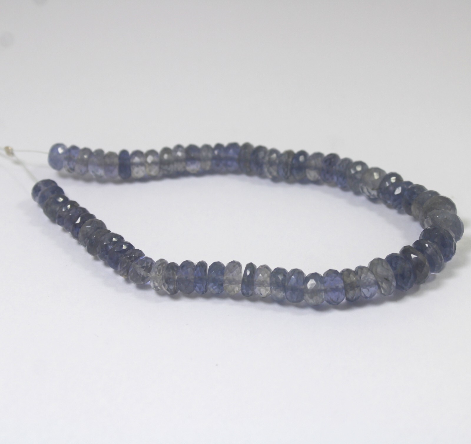 81 Ct 6 to 8.5 MM Natural Faceted Purple Blue Iolite Rondelle Shape 8 Inch Beads