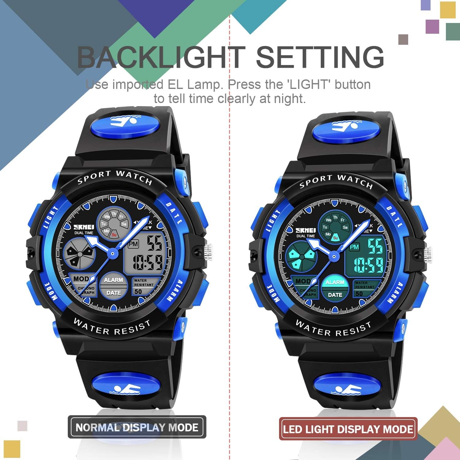 ATIMO Kids LED Waterproof Watch Multi Function Digital Sport Gift