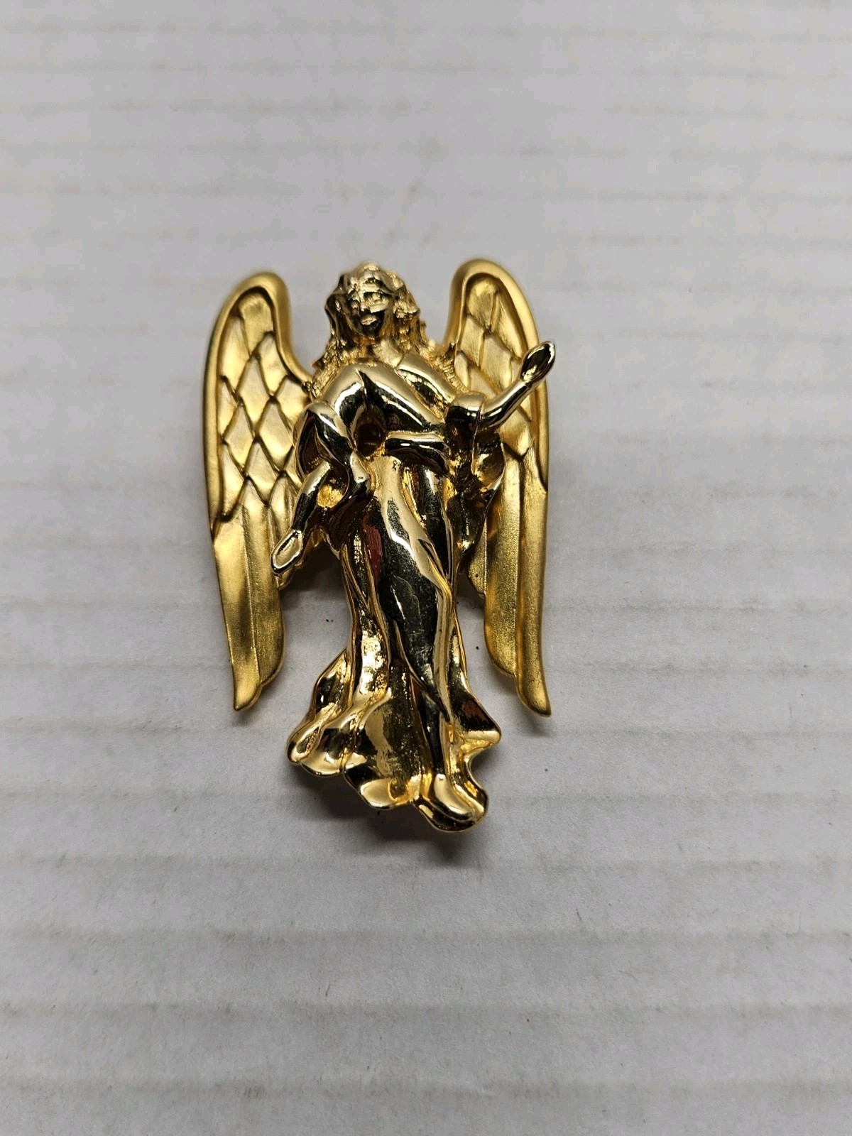 VTG Gold Tone Guardian Angel Brooch Tack Pin