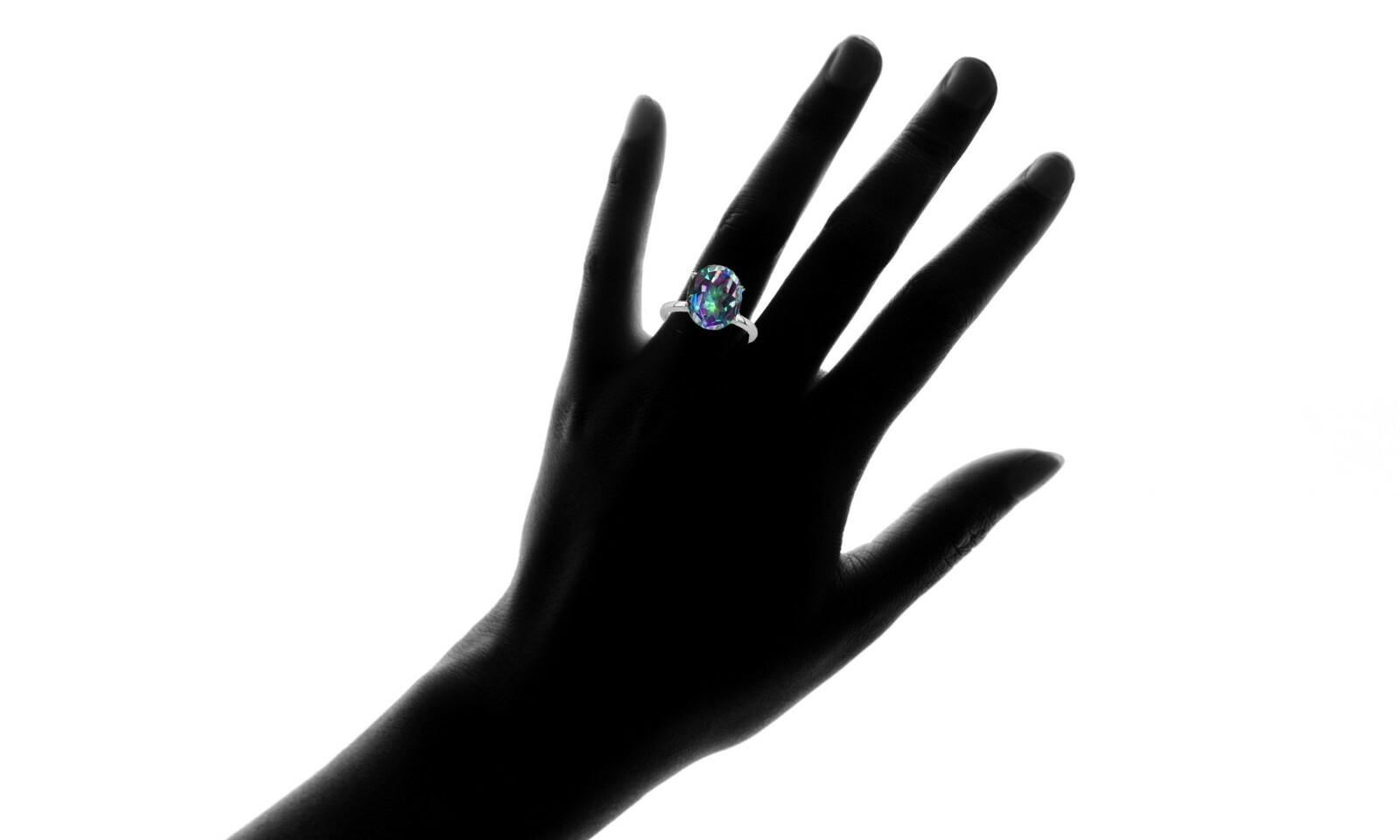 5.00 CTTW Lab Created Mystic Topaz Oval Cut 925 Sterling Silver Ring Sizes 6-9