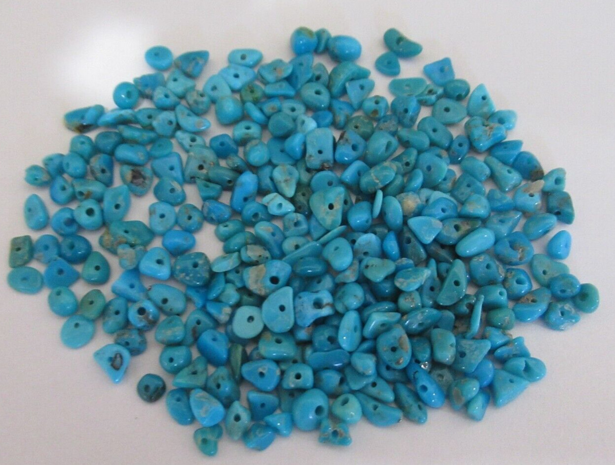 SLEEPING BEAUTY TURQUOISE 1/2 OZ SMALL DRILLED NUGGETS 4X3mm TO 7X4mm #642