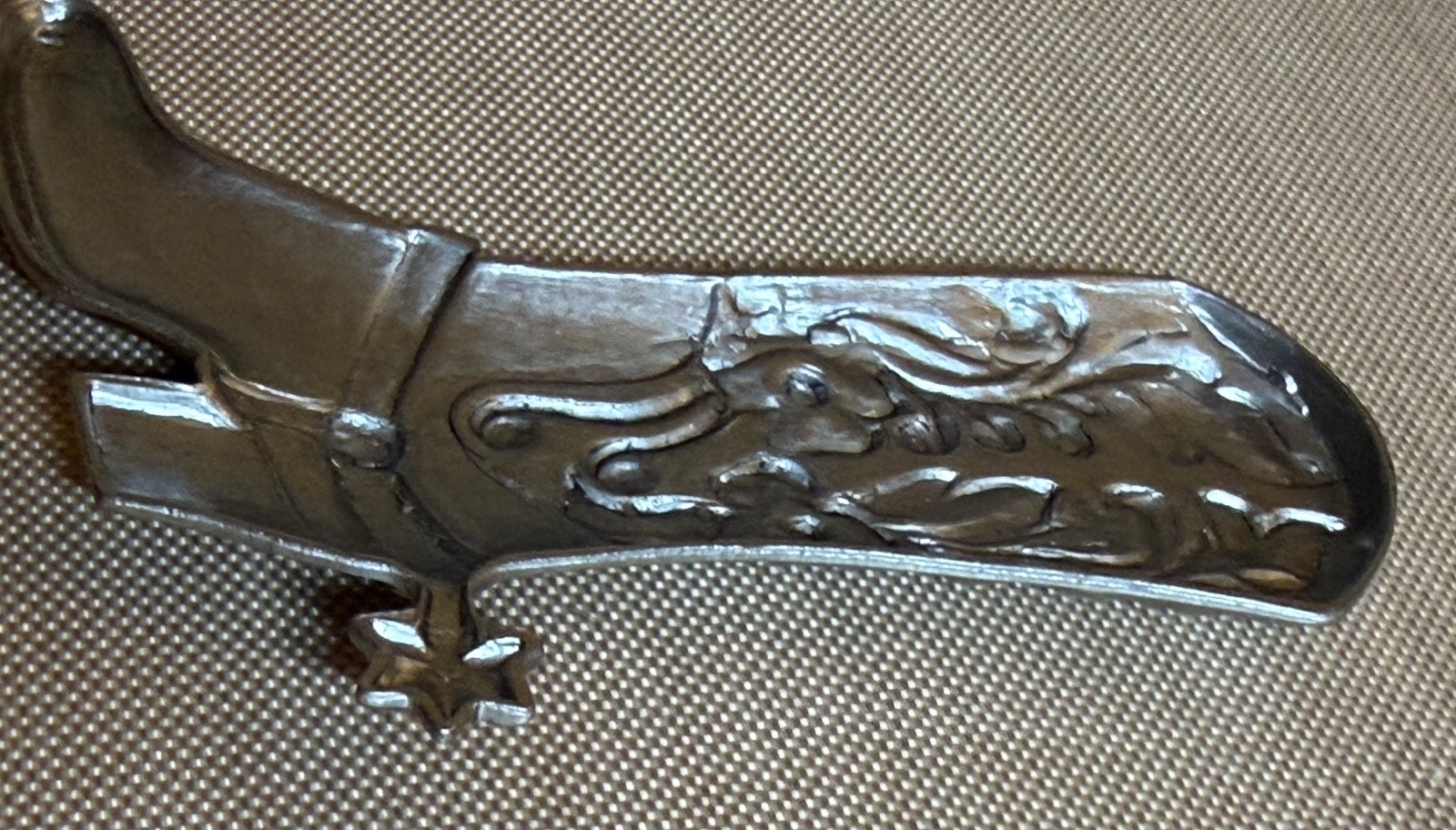 Vintage Charmingly Yours Cowboy Boot Charm Silver Tone Western Floral NOS 57mm