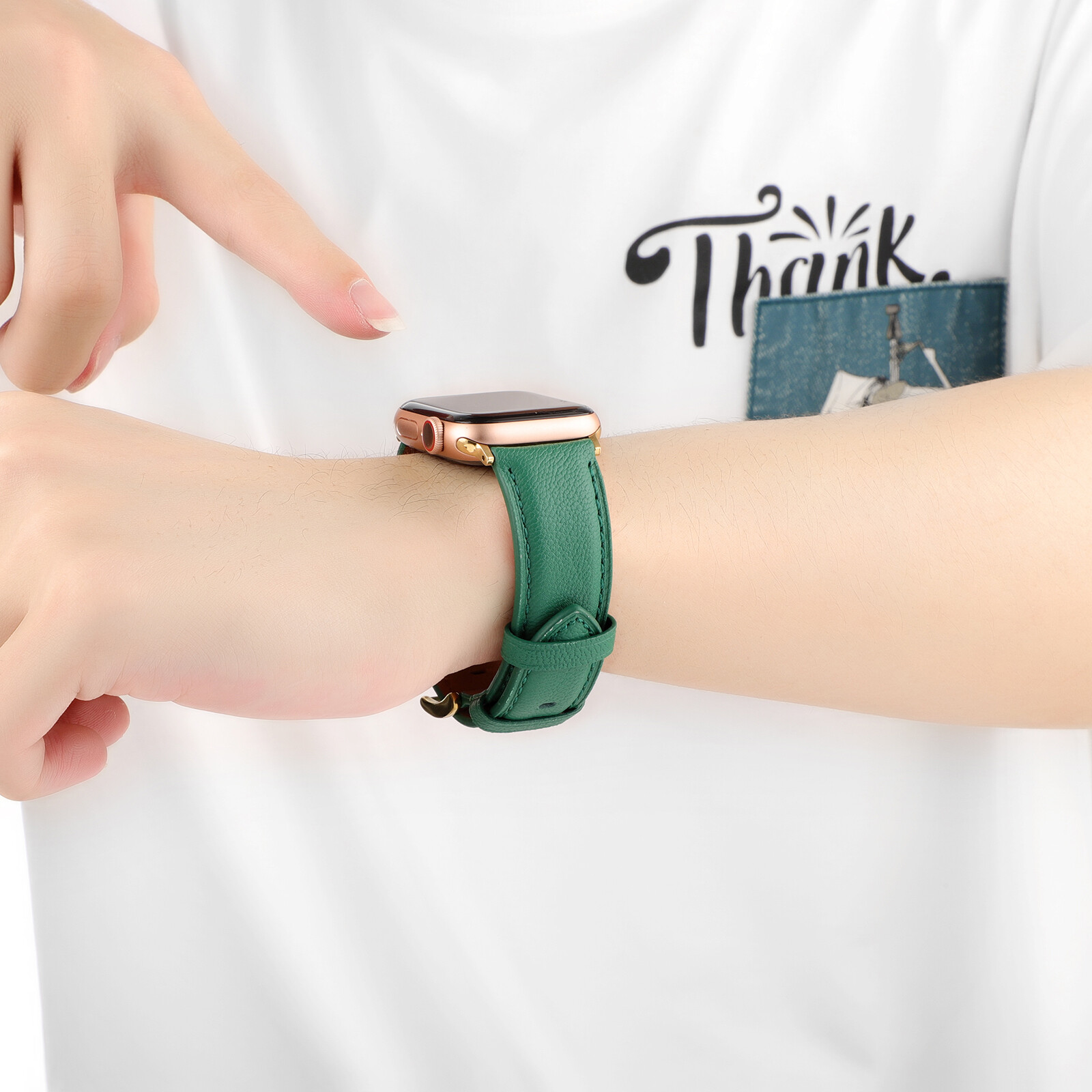 Classic Genuine Leather Wrist Band Strap For Apple Watch Series 10/9/8/7/6/5/SE