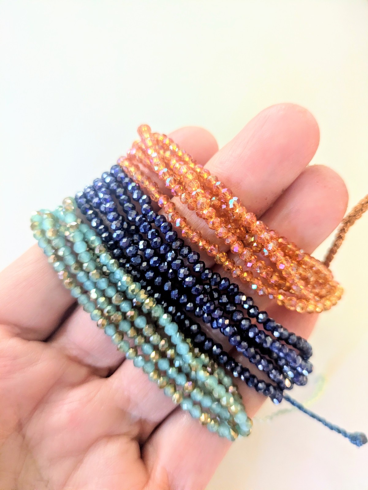 RUSTIC CUFF Beaded Crystal Multi Strand Cord Bracelets Set Of 3