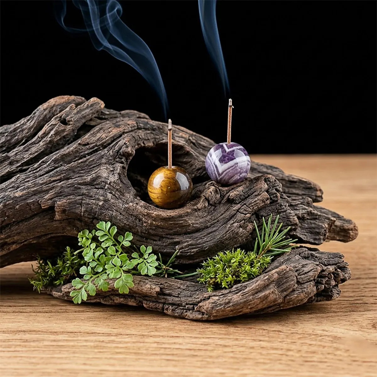 6PCS 25MM Stone Sphere Incense Holder Meditation Yoga Office Home Decor In Bag