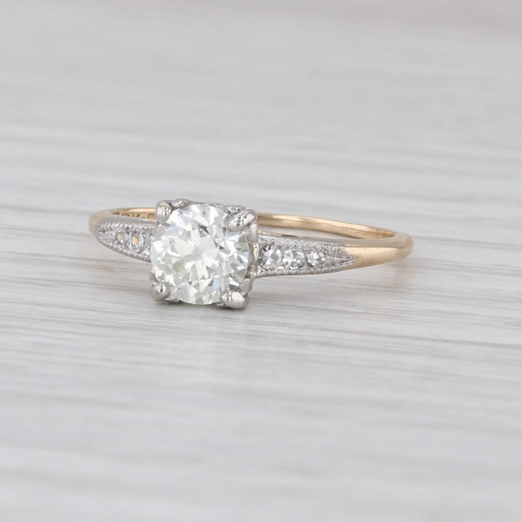 Vintage GIA 0.80ctw Diamond Engagement Ring 14k Gold Palladium Size 6-6.25