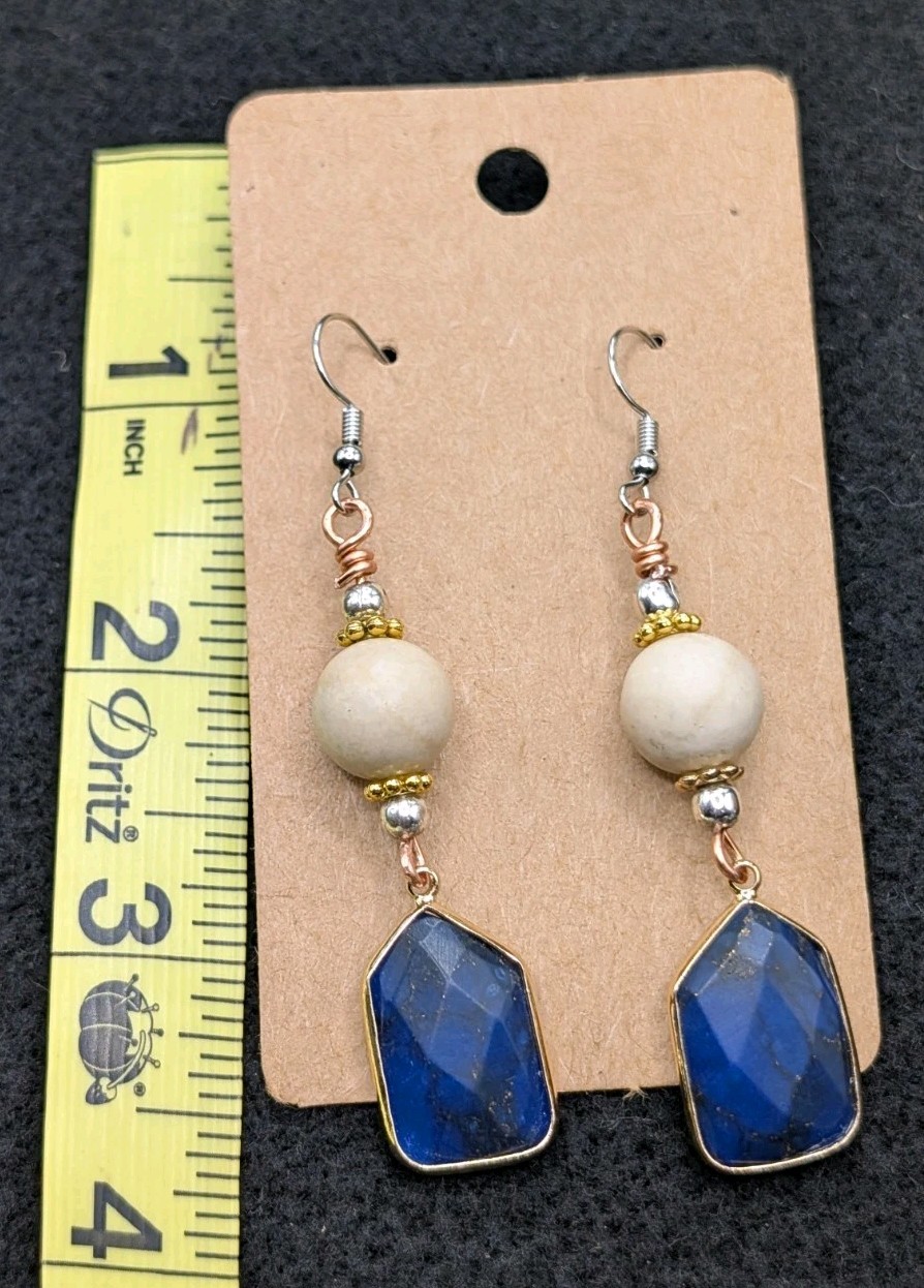 Women’s Artisan Stylish Boho Mixed Beaded Drop Dangly Hook Earrings 💙🤍🤎