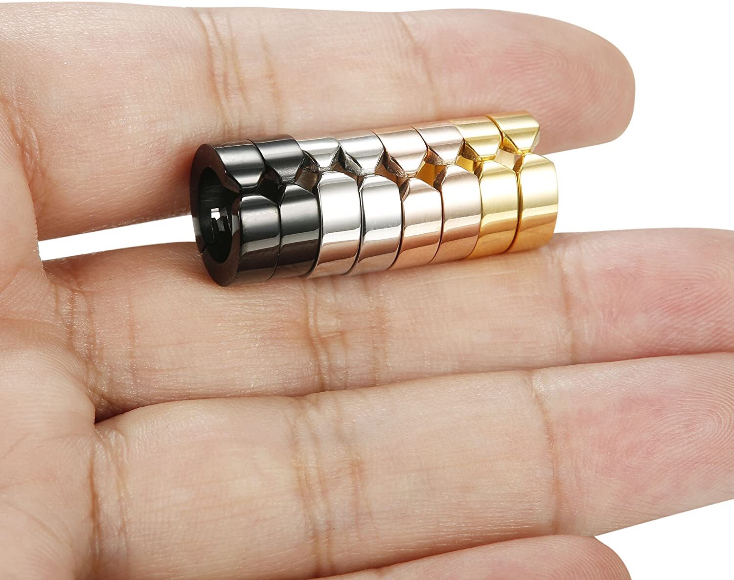 Non-Piercing Clip On Fake Mens Boy Ear Stud Cuff Hoop Earrings Stainless Steel