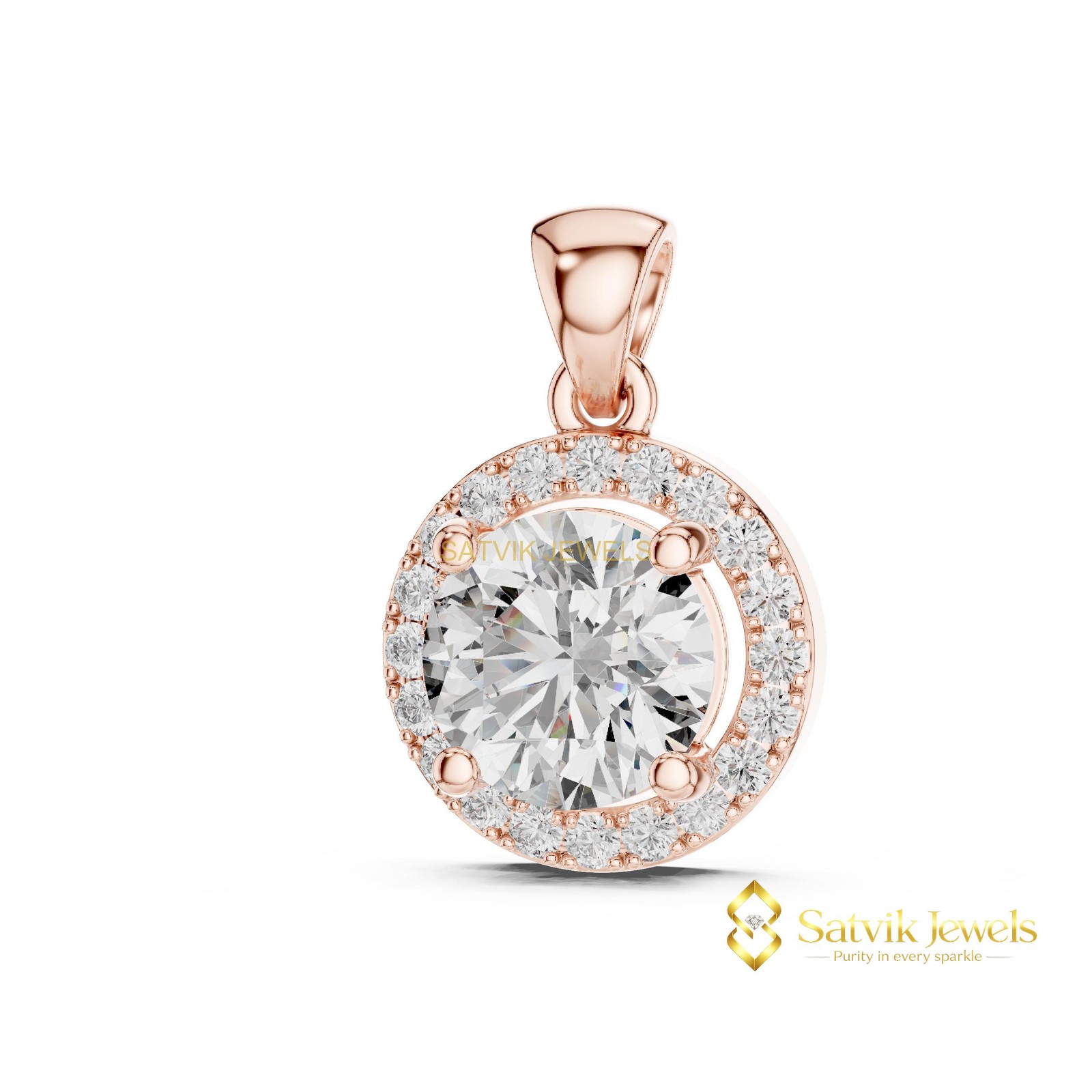 Wedding Lab Grown/CVD VS1 Diamond Classic Women Pendant 10K Gold IGI Round Cut