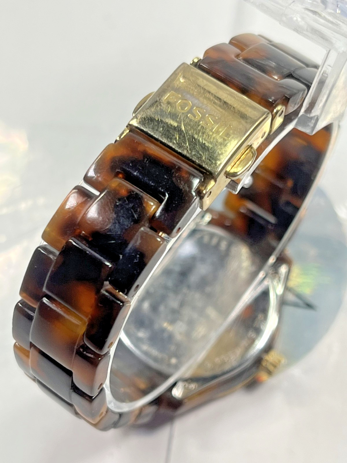 Fossil Stella Mini Faux Tortoise Resin Gold Tone Ladies Watch ES2922 New Battery