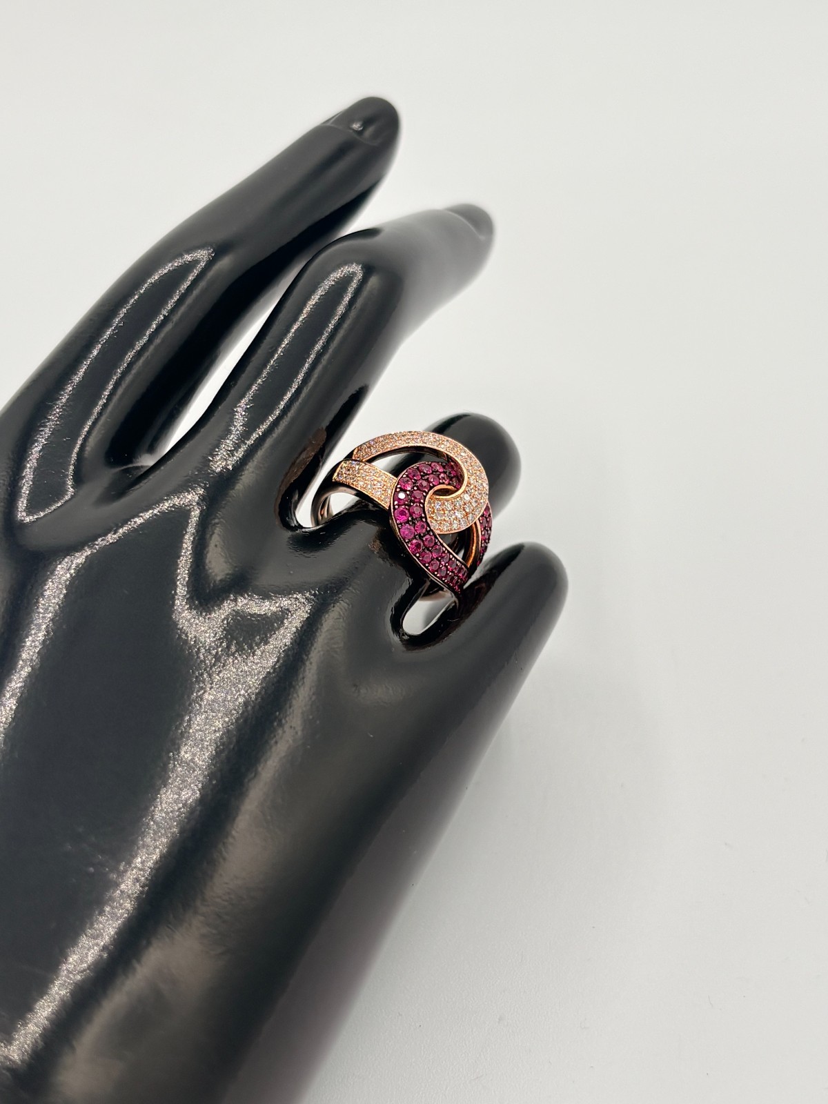 14k Rose Gold EFFY Natural Ruby & Diamond Ladies Amore Band Ring 5.6g Size 7.5
