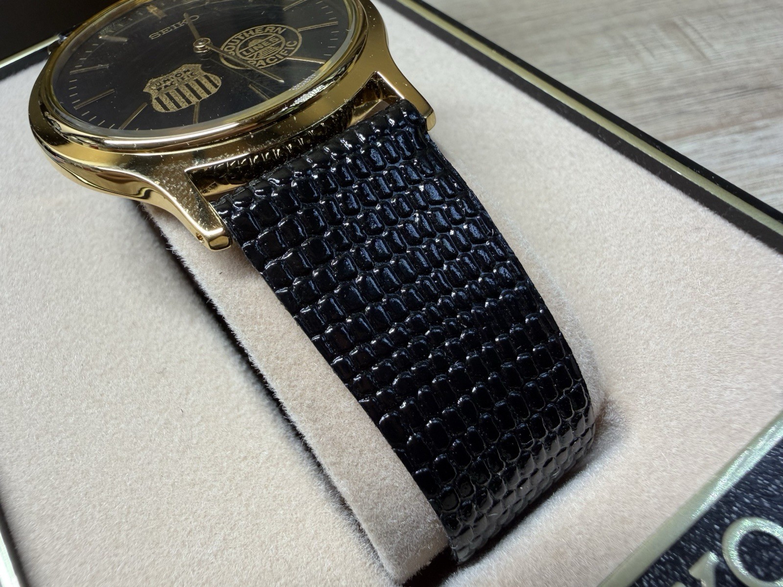 Seiko Union Pacific Railroad Southern Pacific Lines Calf Band Watch New In Box