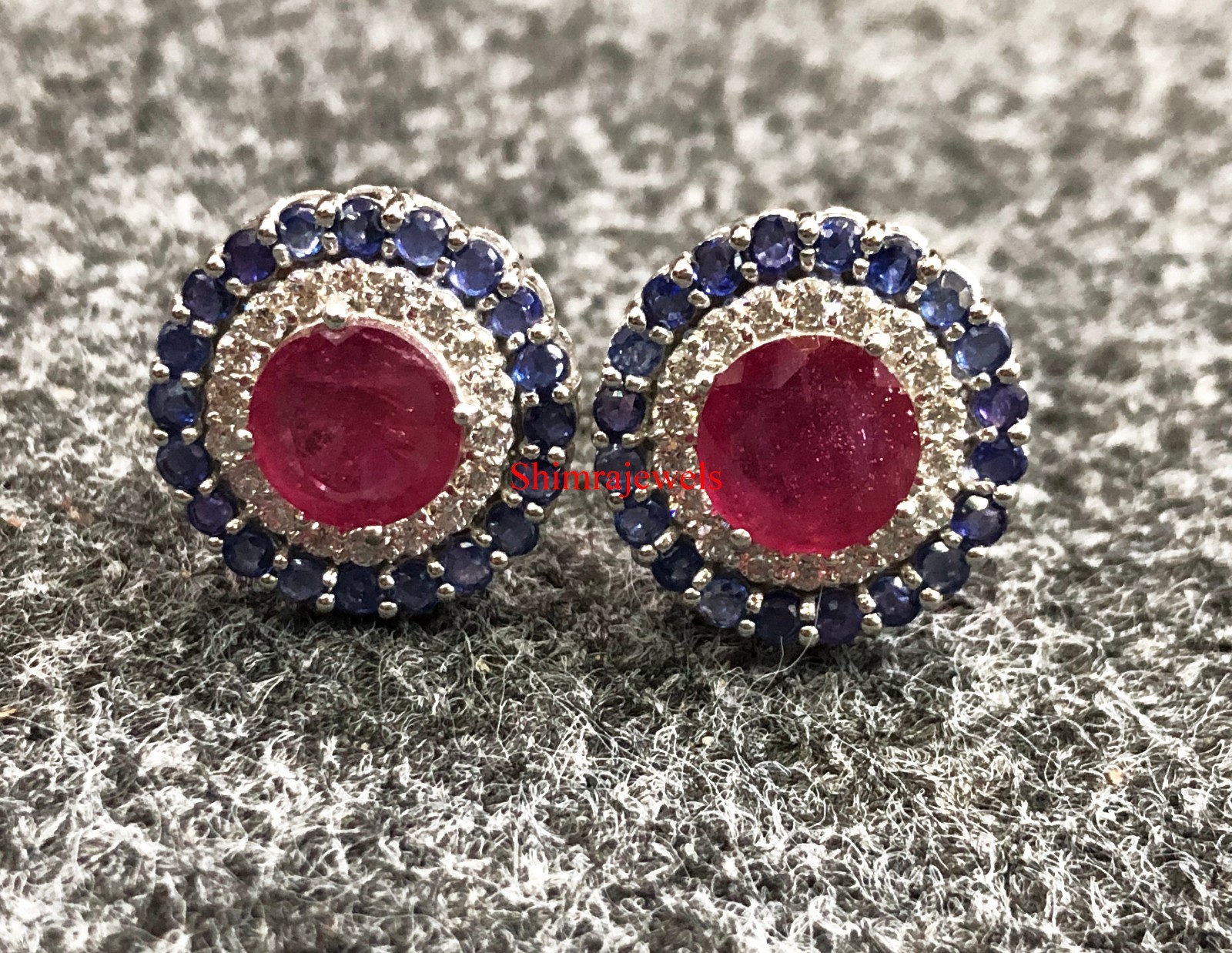 Heated Ruby & Heated Sapphire With 925 Sterling Silver Cufflinks #5