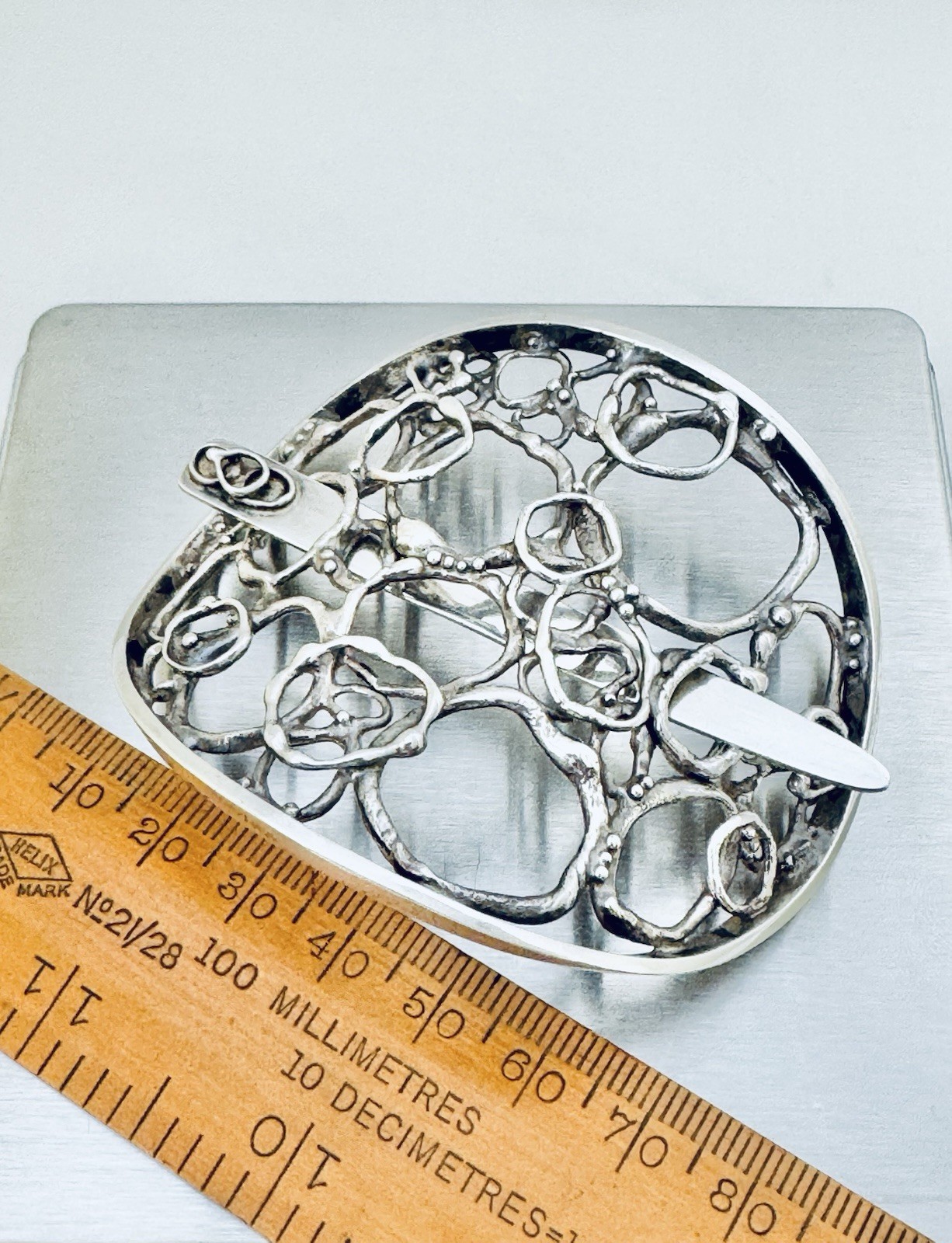 Jane Watling Lacock Solid Sterling Silver Hair Clip London 1986