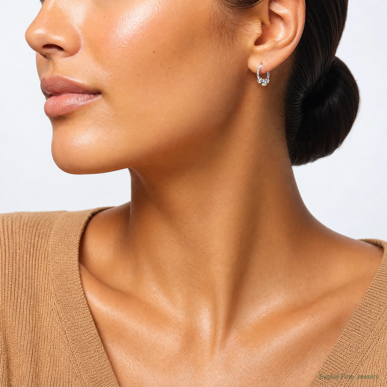 Sterling Silver Tiny Beaded Endless Hoop Earrings