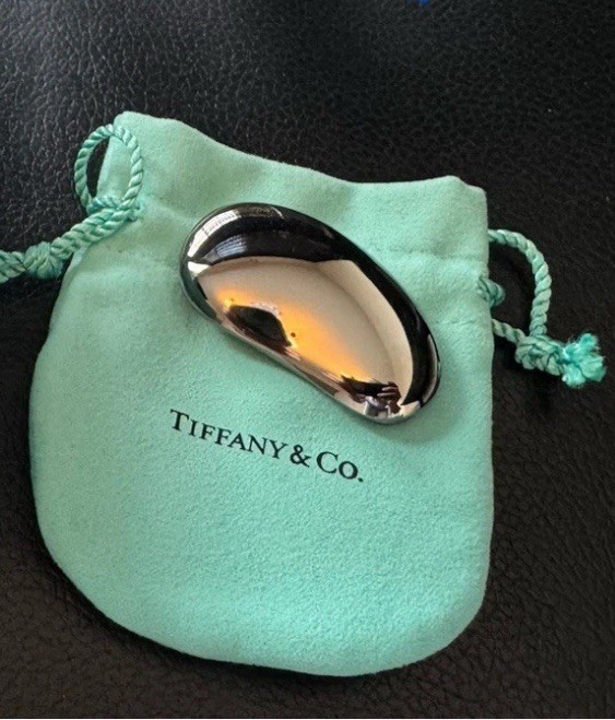 Tiffany & Co. Peretti Bean Money Clip Charcoal Gray Ruthenium Rare Pouch