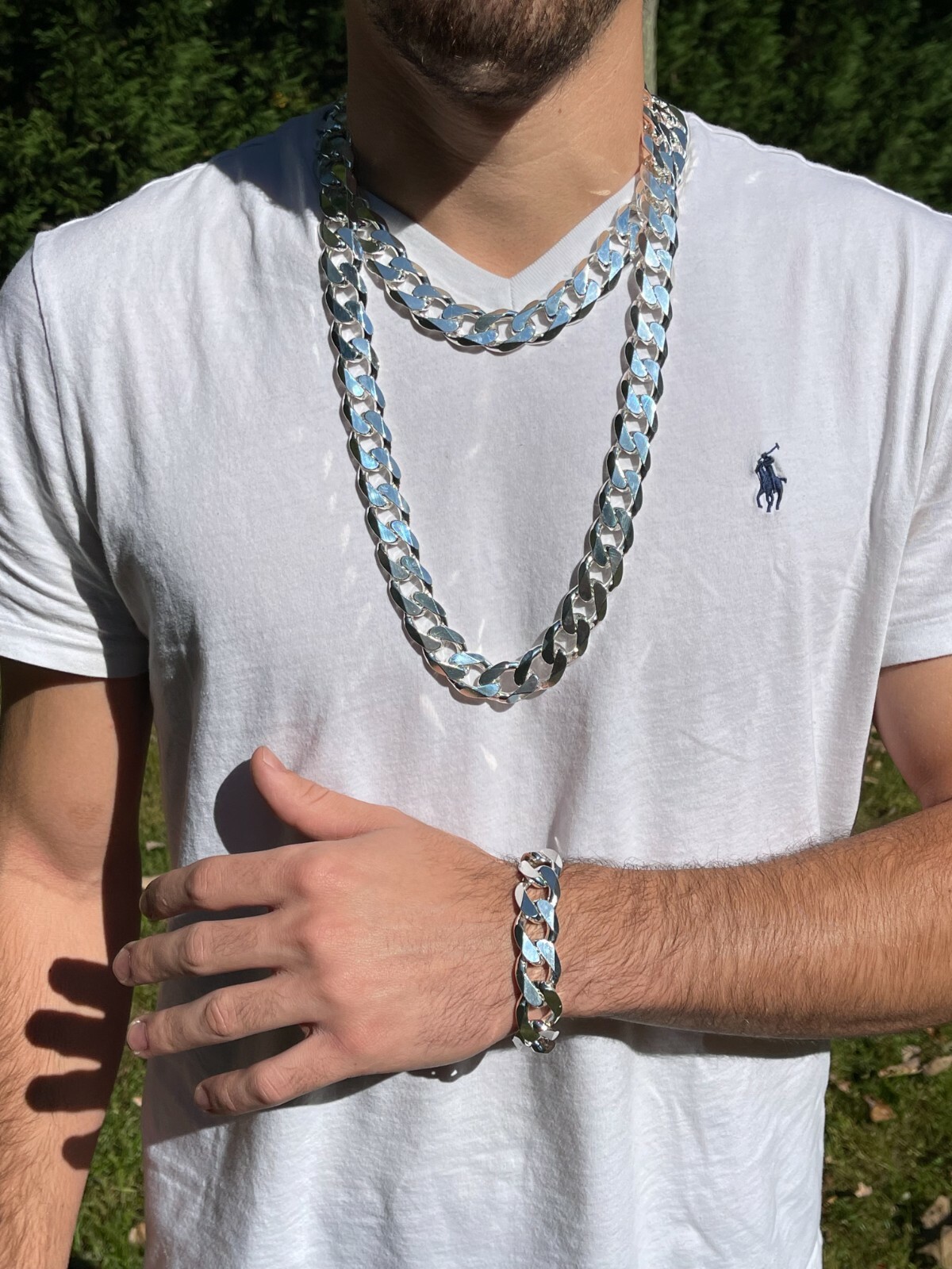 Real Solid 925 Silver 18mm Men’s Hip Hop Miami Cuban Curb Link Chain Or Bracelet