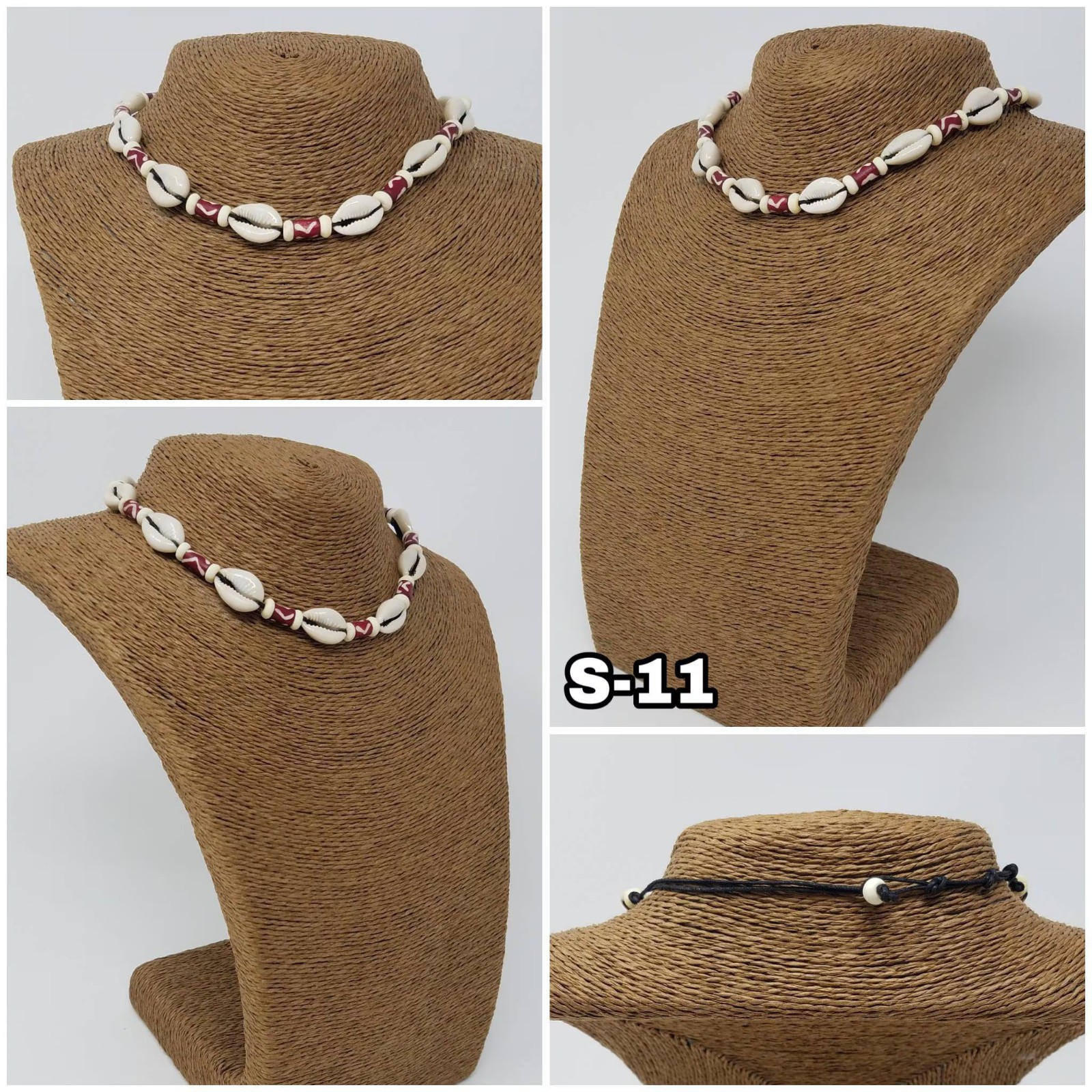 Cowrie Shell Necklace Unisex – Handmade Natural Shell – Adjustable Choker