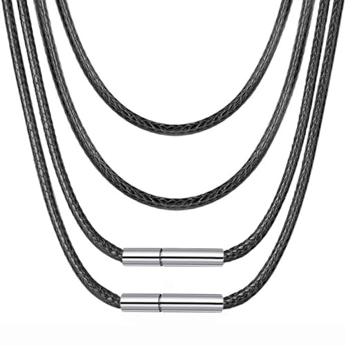4pcs Black Necklace Cords, Woven Wax Rope Chain 16in/18in/20in/22in 4PCS Black