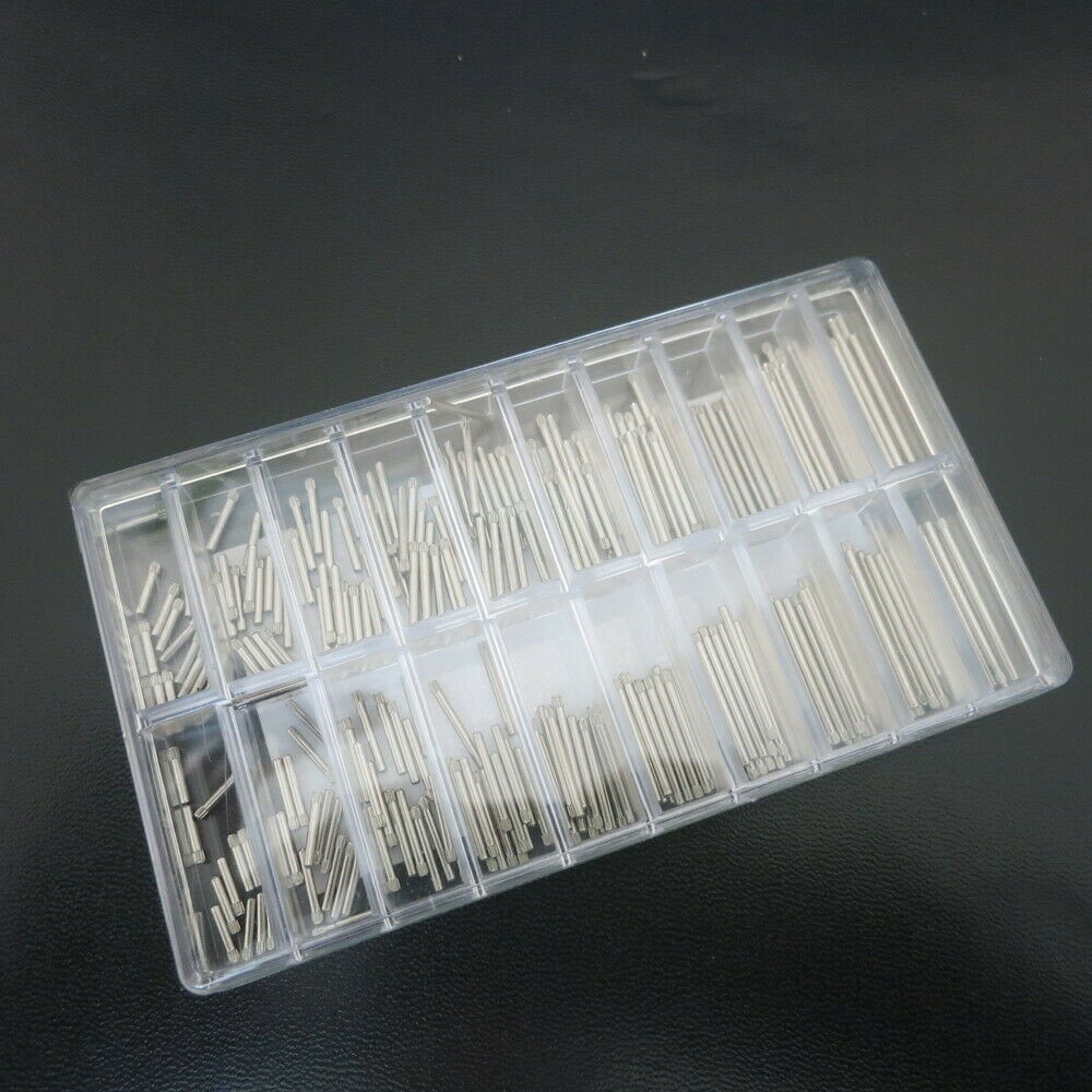300Pcs 1.3&1.4mm Thick Knurled Watch Spring Bar Assorted 8~26mm Band Link Pin;