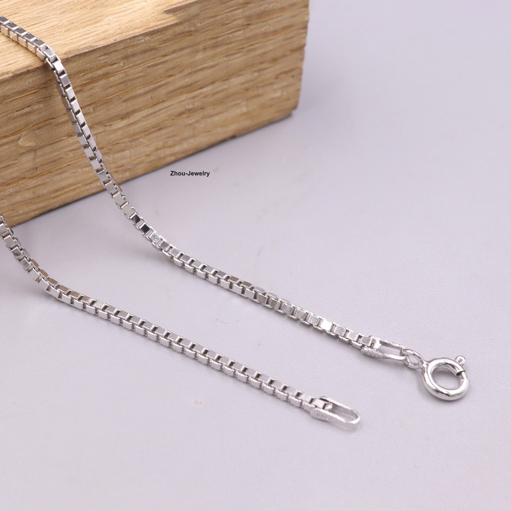 Pure 925 Sterling Silver Necklace 1.6mm Box Link Chain Necklace 19.7inch L